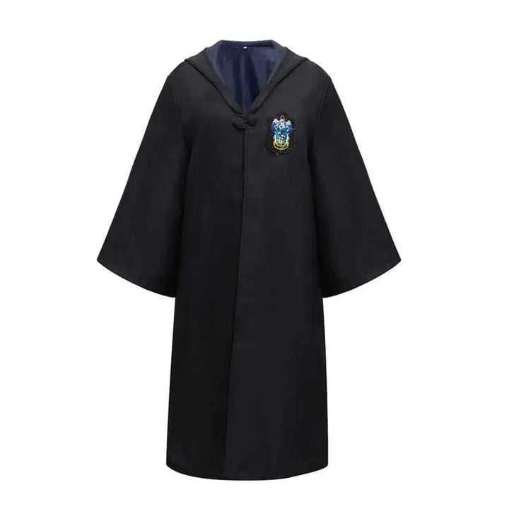 "Compleet Harry Potter kostuum met authentieke Hogwarts-jas, bril, sjaal en toverstok; ideaal voor fantasieavonturen."