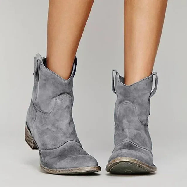 Cowboy enkellaarsjes dames, kunstleer, gebogen hak, stevige zool, westelijk ontwerp, stijlvol en comfortabel voor dagelijks g