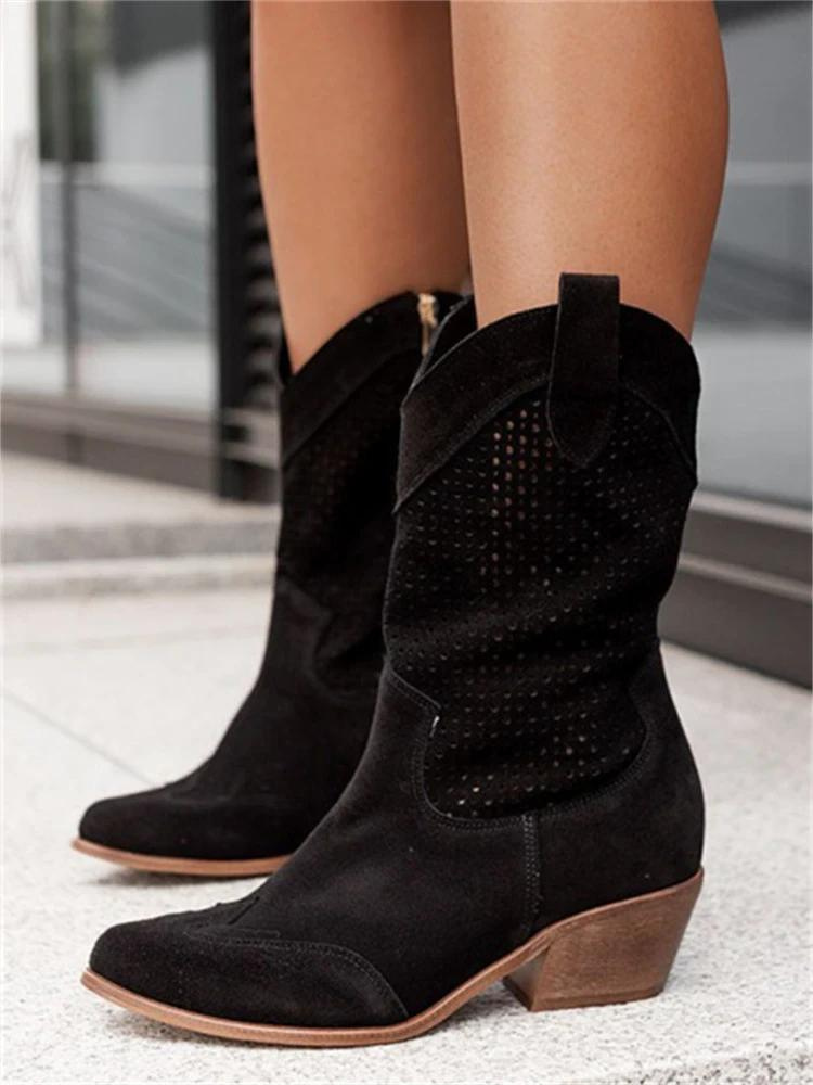 "Cowboylaarzen met western flair, ademende voering en duurzame zool in wit, zwart, khaki of bruin."