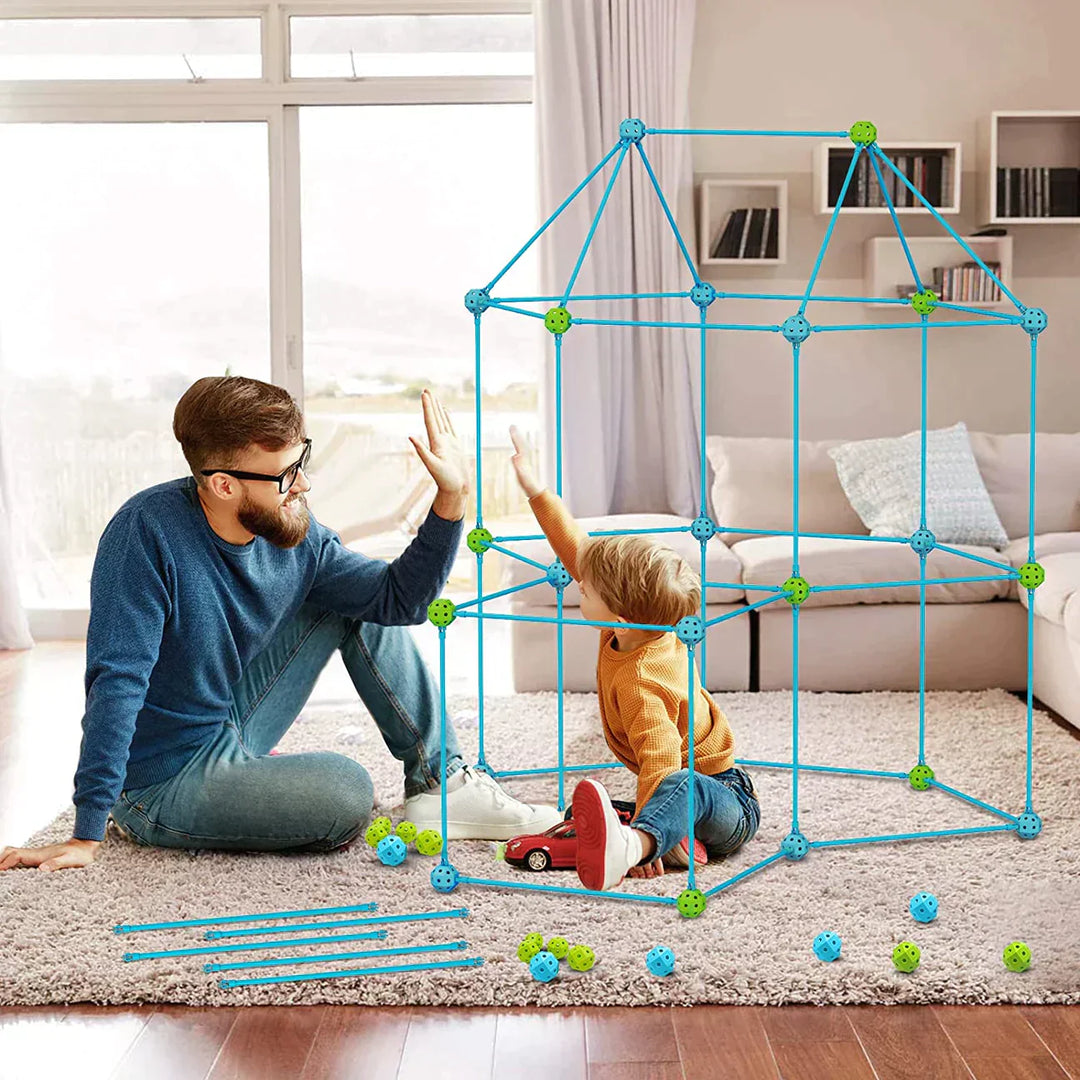 "Creatieve duurzame speeltent voor kinderen, kleurrijk ontwerp geschikt voor binnen en buiten, stimuleert fantasie en spel."