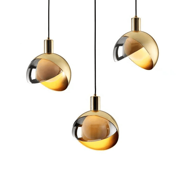 Hanglamp - Rokerig Glas & Goud