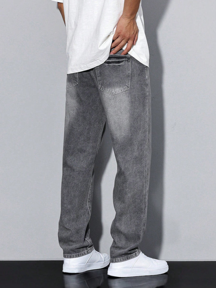 "Daan effen kleur heren jeans, comfortabele casual broek met rechte pijpen en losse pasvorm voor stijlvolle mannen."