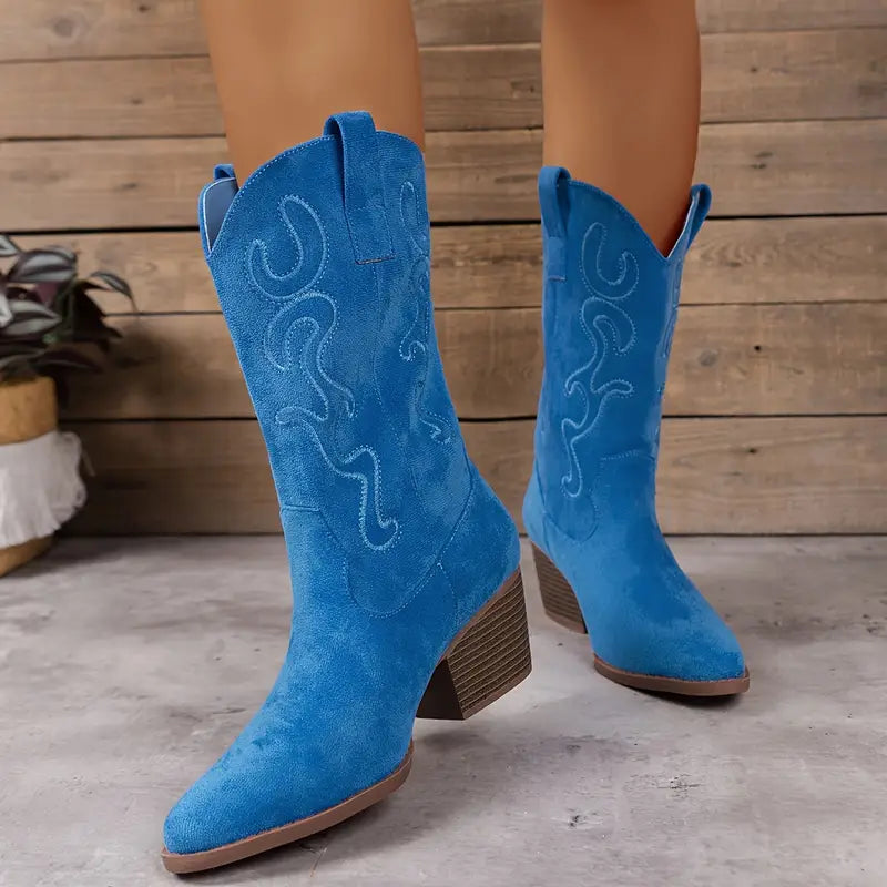 "Dames enkel cowboylaarzen, slank silhouet, verfijnde stiksels, perfect voor bohemian en city-chic stijlen."