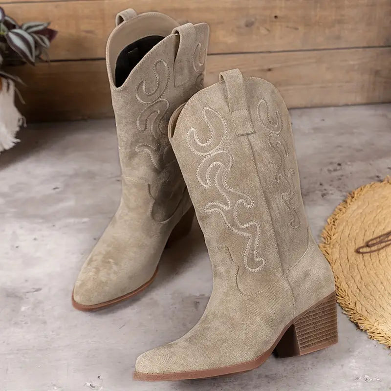 "Dames enkel cowboylaarzen, slank silhouet, verfijnde stiksels, perfect voor bohemian en city-chic stijlen."