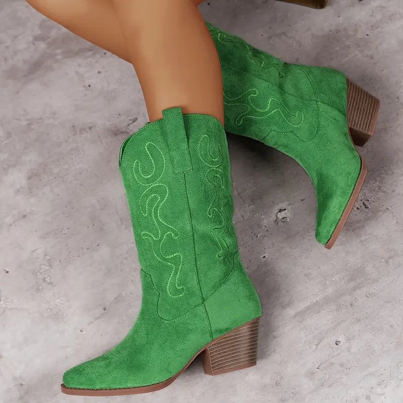 "Dames enkel cowboylaarzen, slank silhouet, verfijnde stiksels, perfect voor bohemian en city-chic stijlen."
