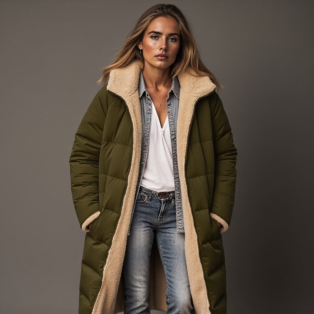 "Dames fleecejas wintermode, stijlvolle warme jas met zachte fleece, lichtgrijs met klassieke pasvorm voor casual en chique o