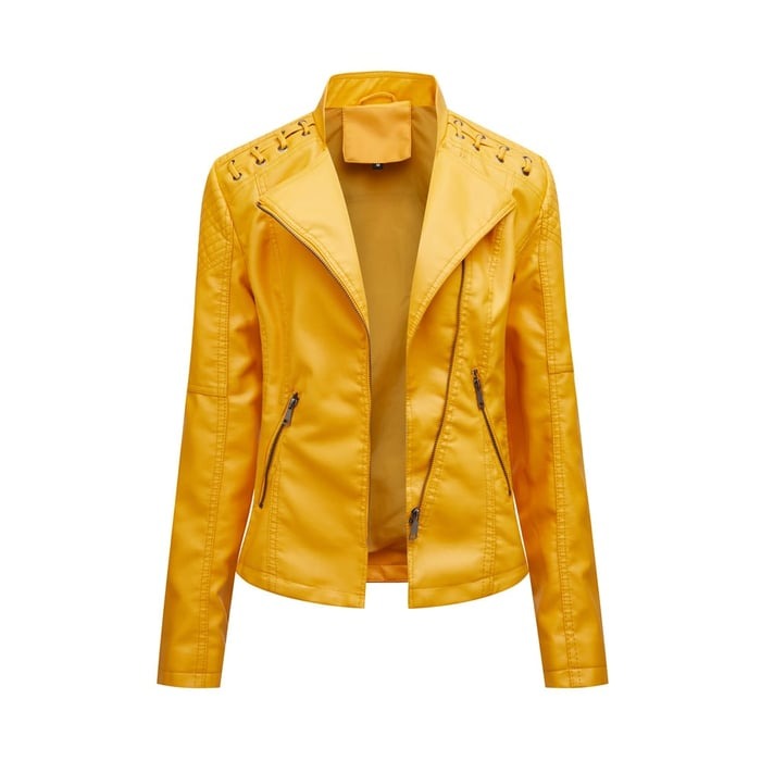 "Dames leren bikerjack in zwart met klassieke snit, tijdloos design en nikkelen ritssluiting voor elke gelegenheid"