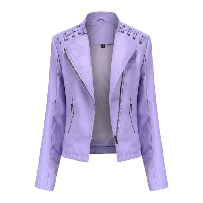 "Dames leren bikerjack in zwart met klassieke snit, tijdloos design en nikkelen ritssluiting voor elke gelegenheid"