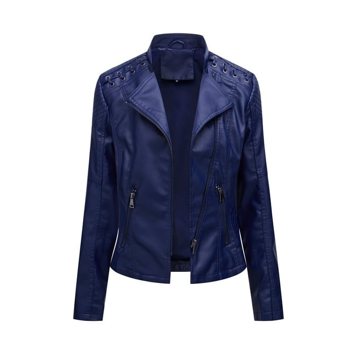 "Dames leren bikerjack in zwart met klassieke snit, tijdloos design en nikkelen ritssluiting voor elke gelegenheid"