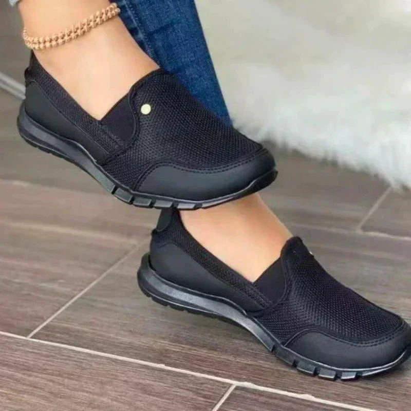 "Dames slip-on diabetesschoenen, orthopedisch ontwerp, ademend textiel, antislip zool, verkrijgbaar in beige, roze, zwart, bl
