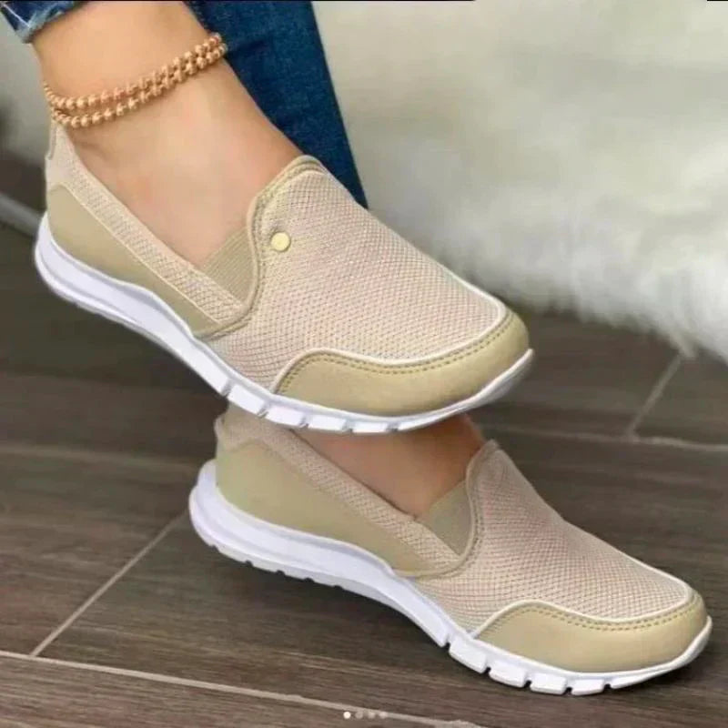 "Dames slip-on diabetesschoenen, orthopedisch ontwerp, ademend textiel, antislip zool, verkrijgbaar in beige, roze, zwart, bl