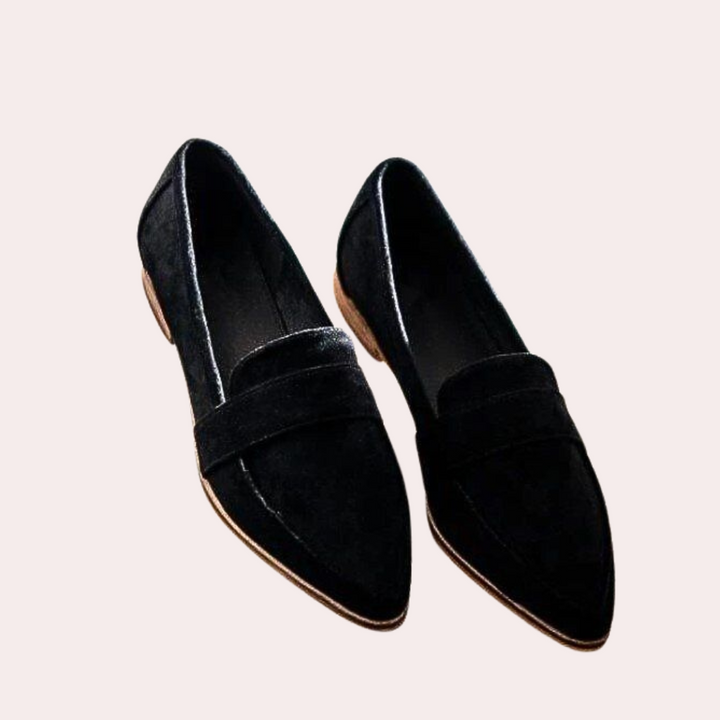 "Dames suède loafers, puntige neus, elegant design, geschikt voor alle seizoenen, ideaal voor elke outfit."
