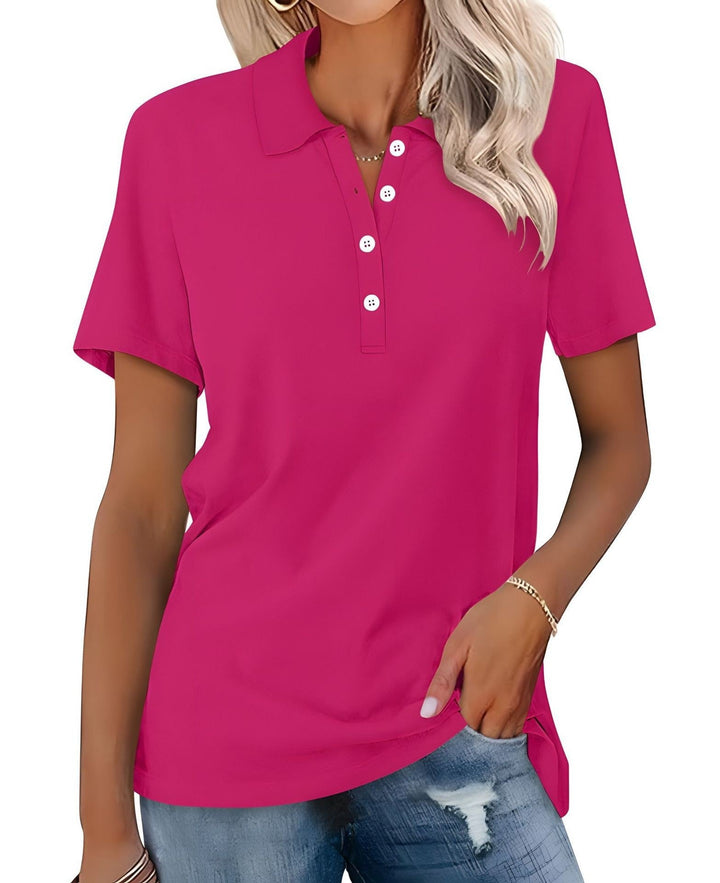 "Dameskatoenen polo shirt, ademend en comfortabel, tijdloze stijl, perfecte pasvorm voor casual en formele gelegenheden."
