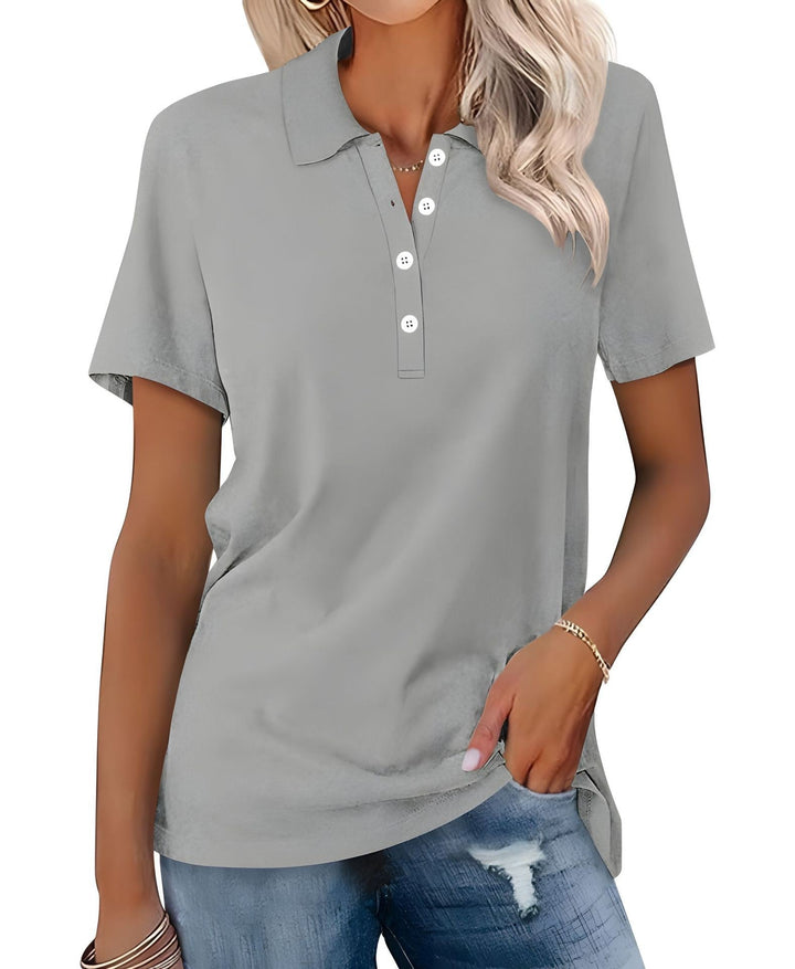 "Dameskatoenen polo shirt, ademend en comfortabel, tijdloze stijl, perfecte pasvorm voor casual en formele gelegenheden."