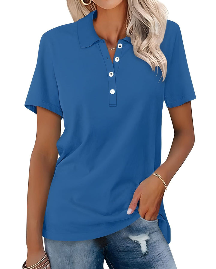 "Dameskatoenen polo shirt, ademend en comfortabel, tijdloze stijl, perfecte pasvorm voor casual en formele gelegenheden."