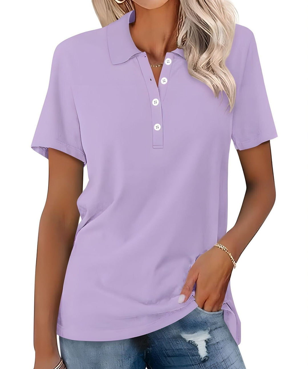 "Dameskatoenen polo shirt, ademend en comfortabel, tijdloze stijl, perfecte pasvorm voor casual en formele gelegenheden."