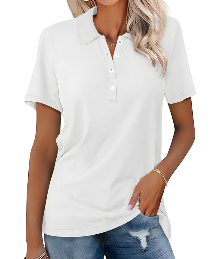 "Dameskatoenen polo shirt, ademend en comfortabel, tijdloze stijl, perfecte pasvorm voor casual en formele gelegenheden."