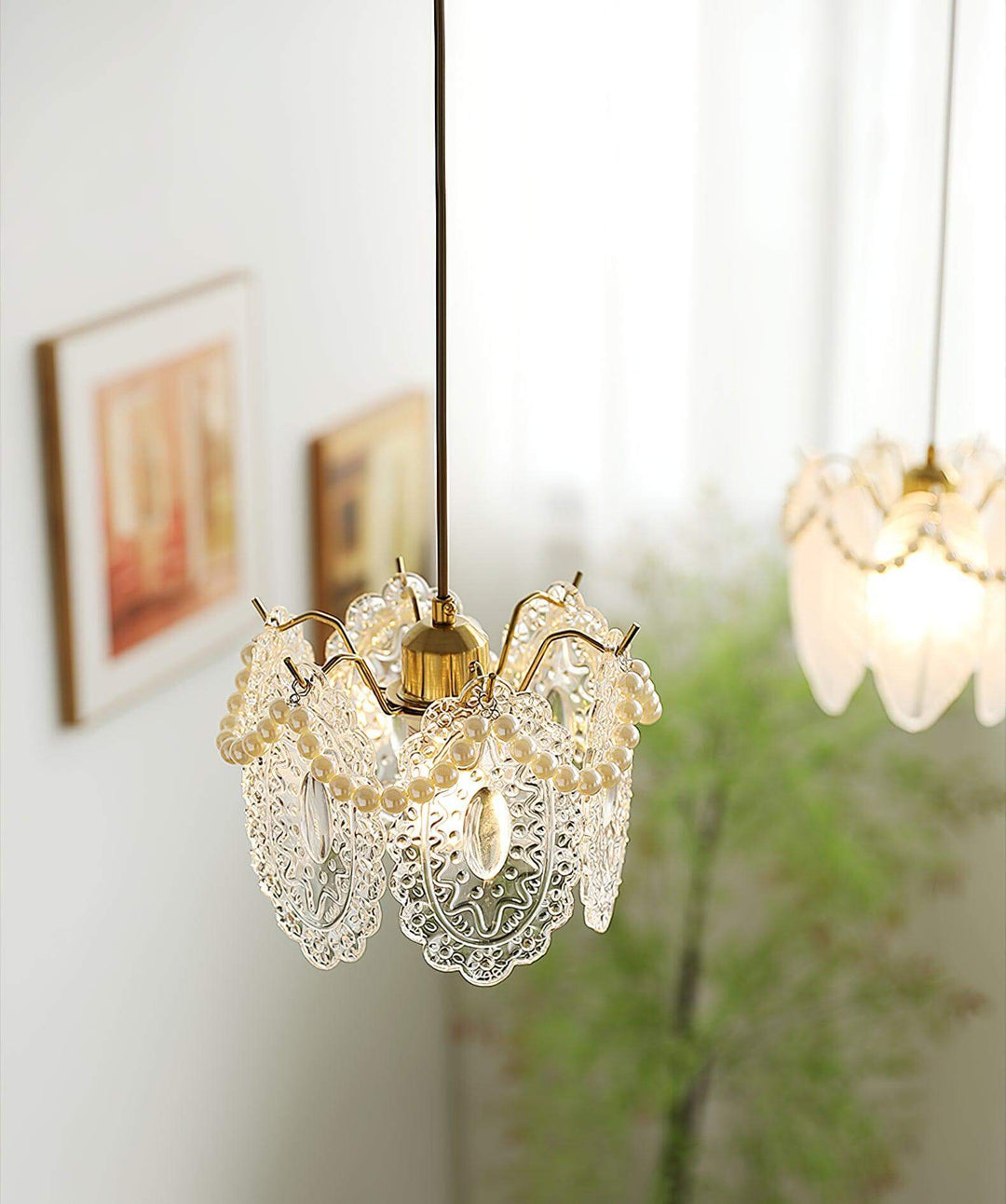Bloemen Glas Hanglamp - Elegant Design