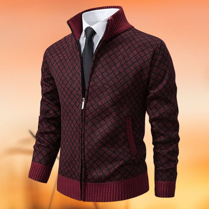 "Dikke gebreide damestrui met jacquardpatroon, elegant en warm, perfect voor casual en formele gelegenheden."