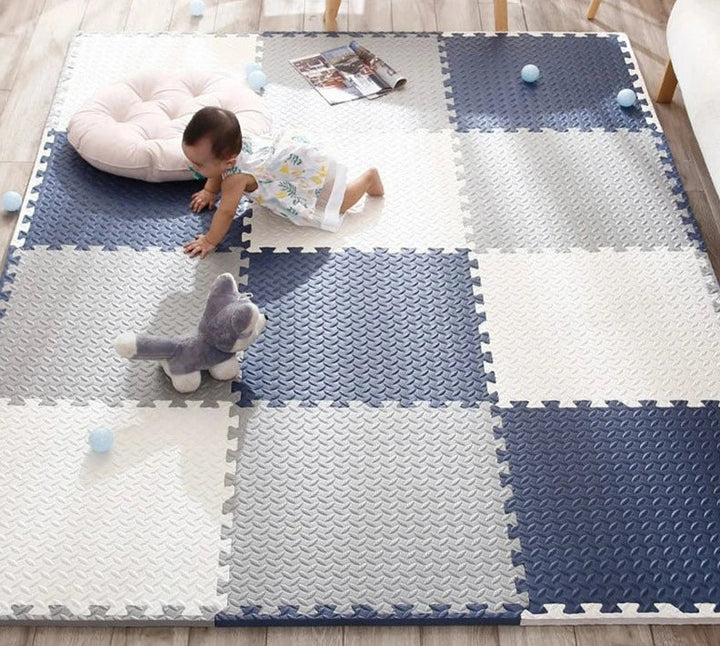 "Dikke, veilige, kleurrijke baby speelmat met patroon, ideaal voor speel- en leeromgeving. Schokabsorberend en aanpasbaar."