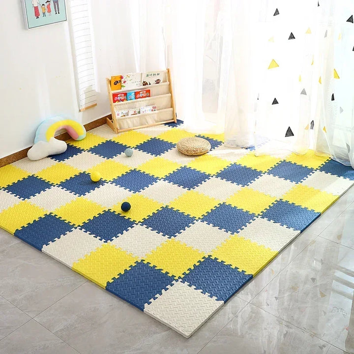 "Dikke, veilige, kleurrijke baby speelmat met patroon, ideaal voor speel- en leeromgeving. Schokabsorberend en aanpasbaar."