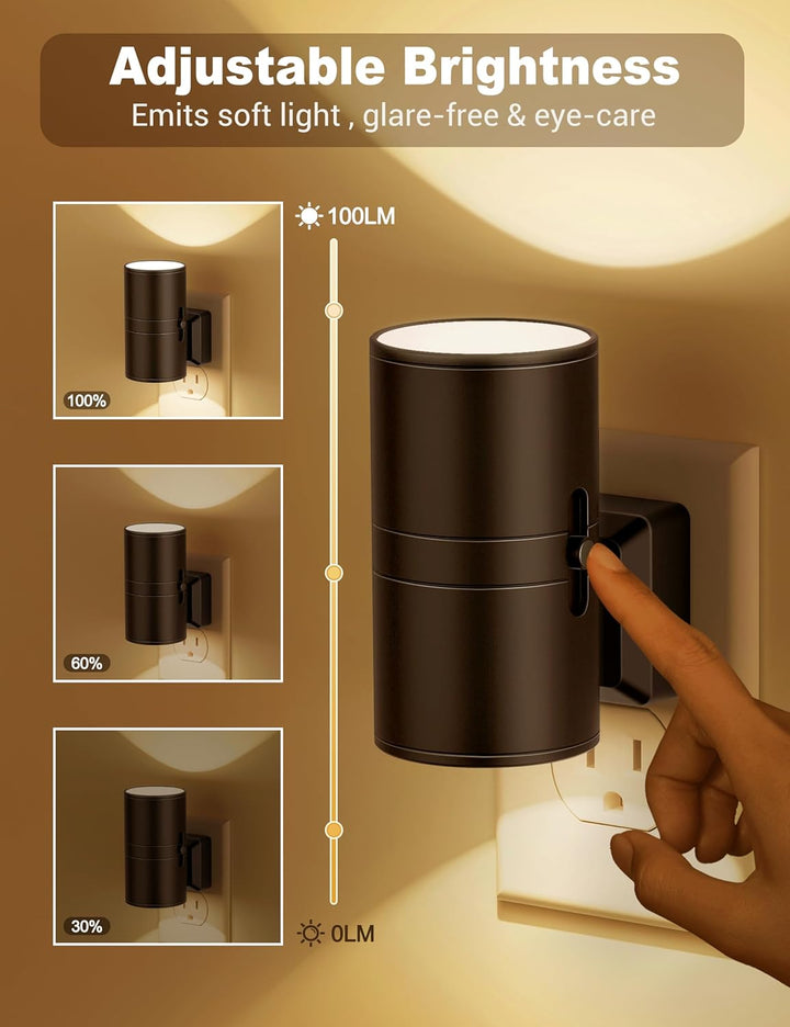 "Dimbare LED nachtlamp met moderne schemersensor, compact en energiezuinig, ideaal voor sfeerverlichting thuis."