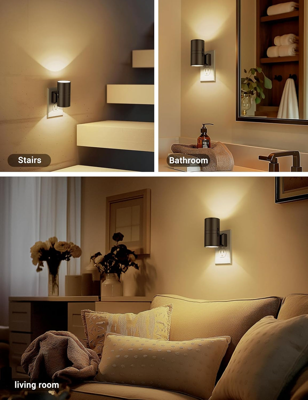 "Dimbare LED nachtlamp met moderne schemersensor, compact en energiezuinig, ideaal voor sfeerverlichting thuis."