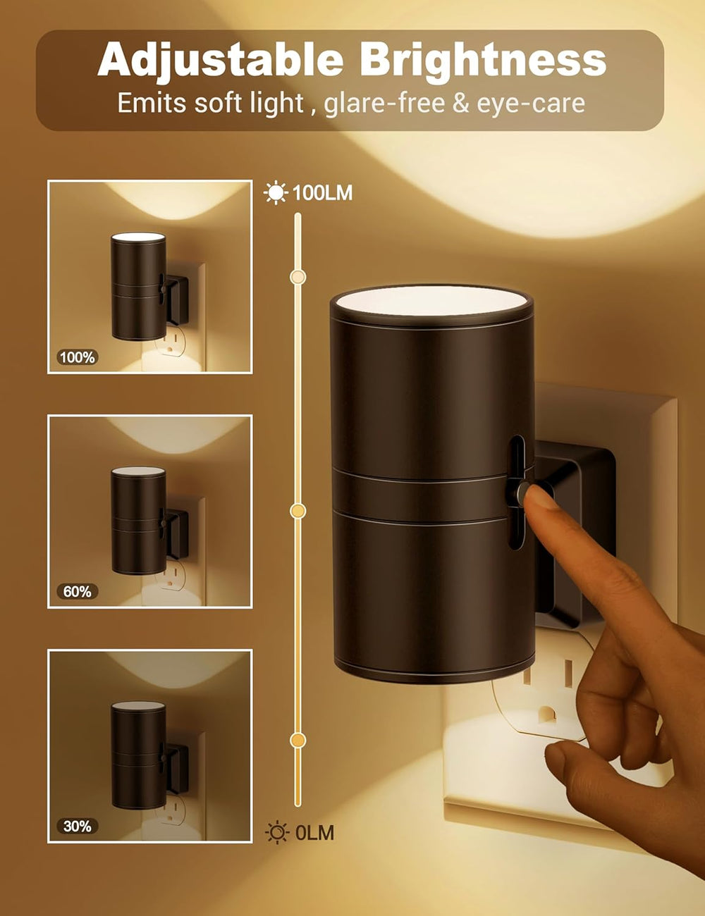 "Dimbare LED nachtlamp met schemersensor, energiezuinig en modern ontwerp, perfect voor sfeerverlichting in donkere ruimtes."