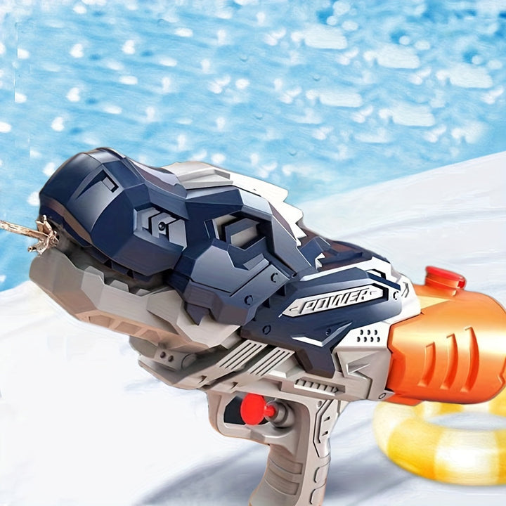 "Dino waterpistool met grote capaciteit, groene dino-vorm en pompsysteem, ideaal voor kindvriendelijke waterpret."