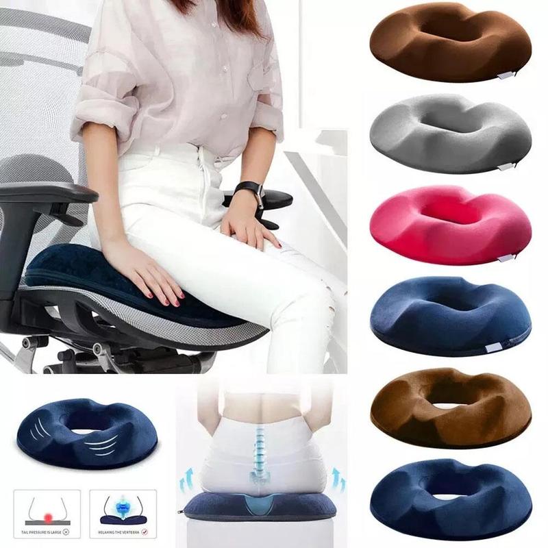 Donut kussen voor stuitpijn, traagschuim, cirkelvorm, blauw, ondersteunend en comfortabel, geschikt voor stoelen.