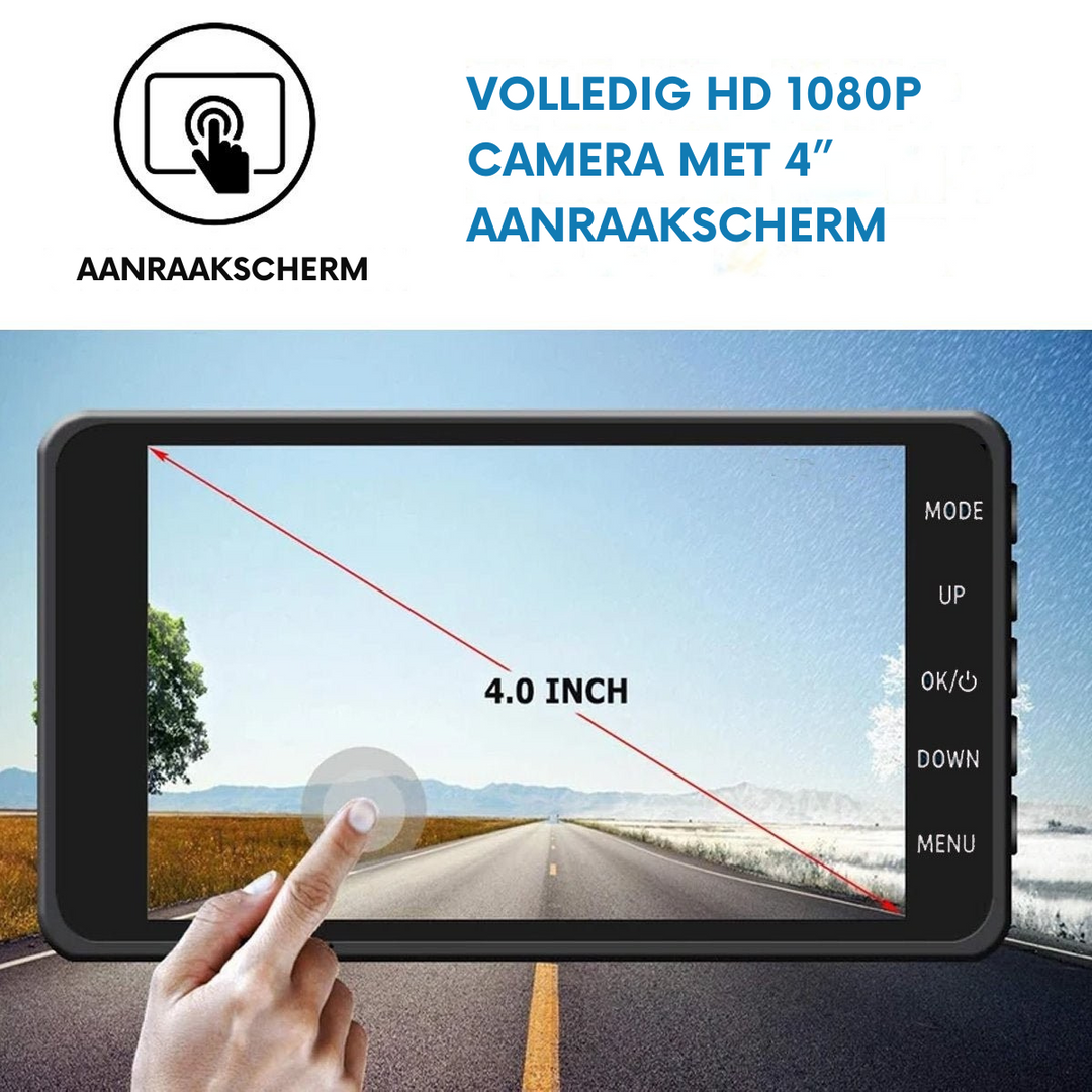 "Draadloze 1080P dashcam voor en achter, zwart, met nachtzicht, voor superieure videobewaking van voertuigen."