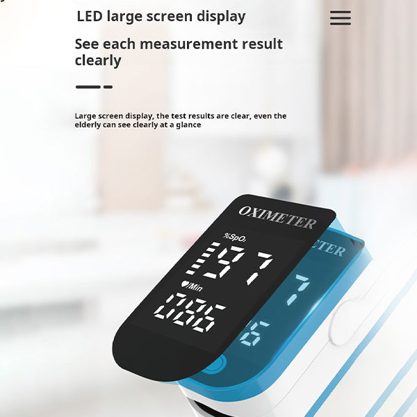 "Draagbare Onyx-meter met groot LED-scherm, meet nauwkeurig hartslag en zuurstofniveau, compact en gebruiksvriendelijk."
