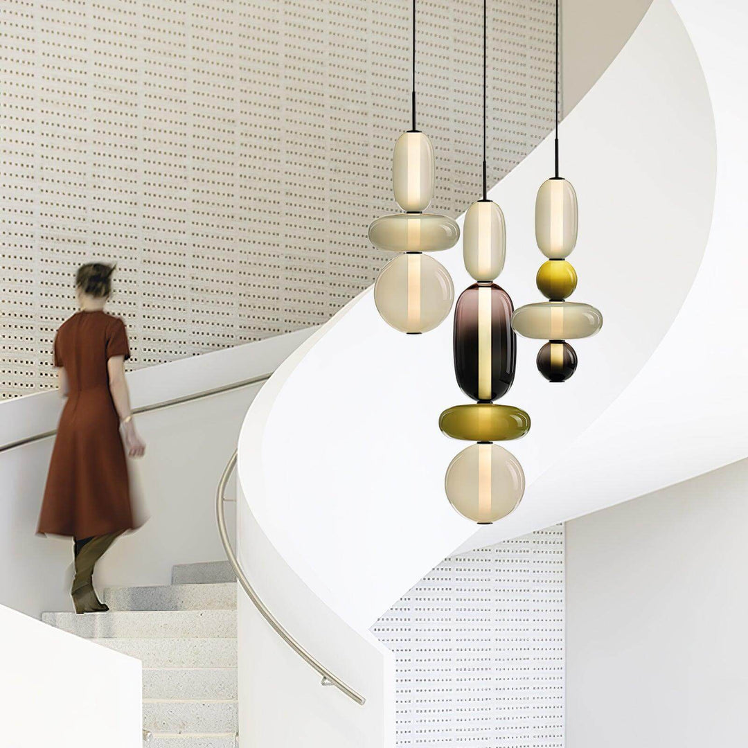Moderne Hanglamp met Gekleurd Glas