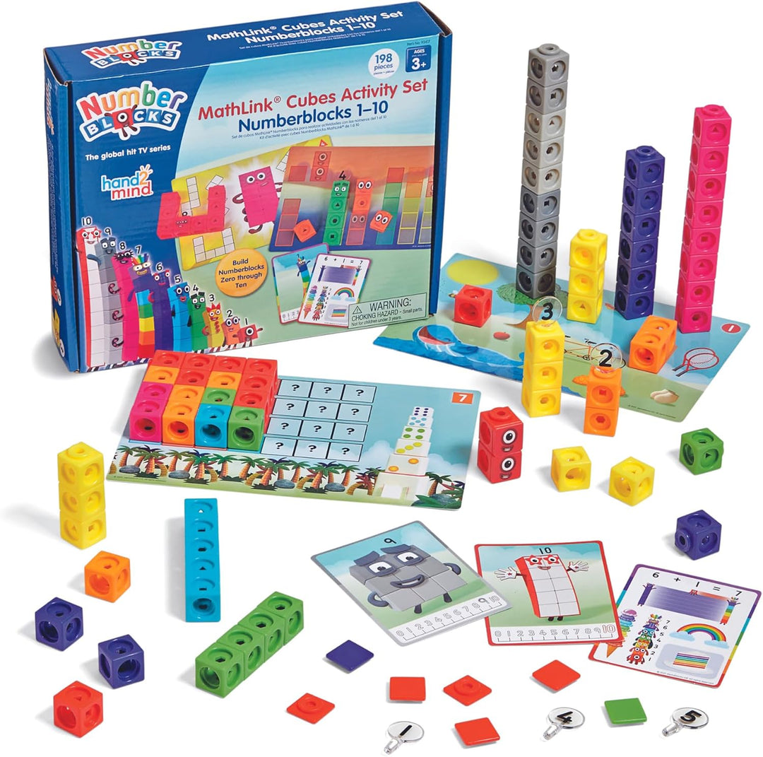 "Educatief speelgoed MathLink Cubes Numberblocks 1-10, kleurrijke stapelbare blokken voor kleuters om basismath te leren."