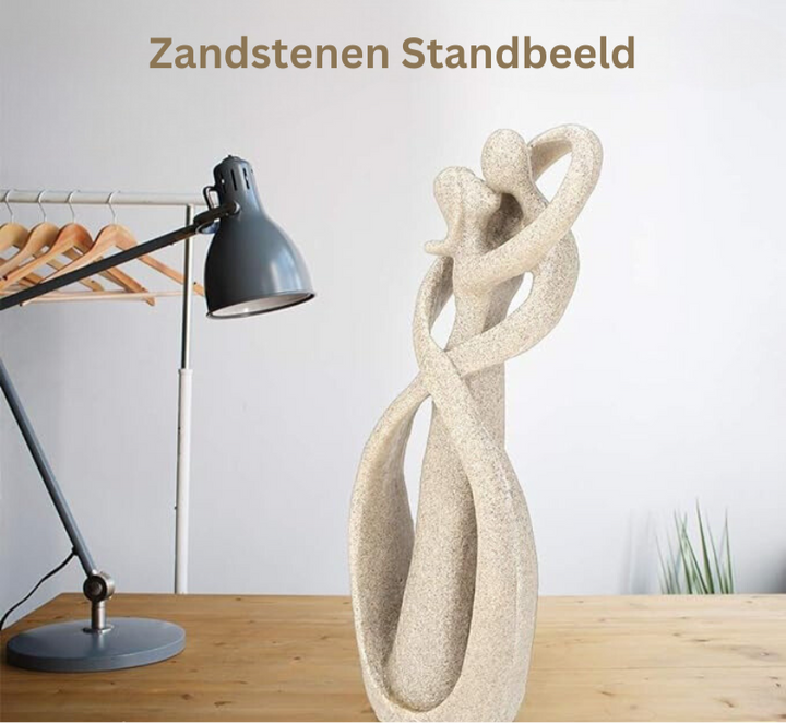 "Eeuwige Omhelzing abstract beeldje, tijdloze liefde, elegant design, geschikt als interieurdecoratie en symbolisch geschenk.