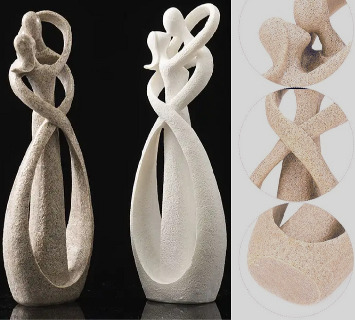"Eeuwige Omhelzing abstract beeldje, tijdloze liefde, elegant design, geschikt als interieurdecoratie en symbolisch geschenk.