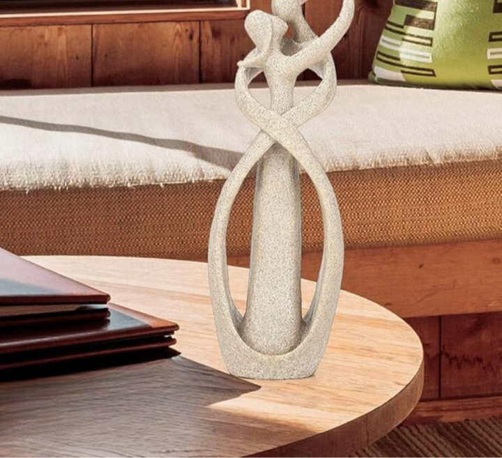 "Eeuwige Omhelzing abstract beeldje, tijdloze liefde, elegant design, geschikt als interieurdecoratie en symbolisch geschenk.