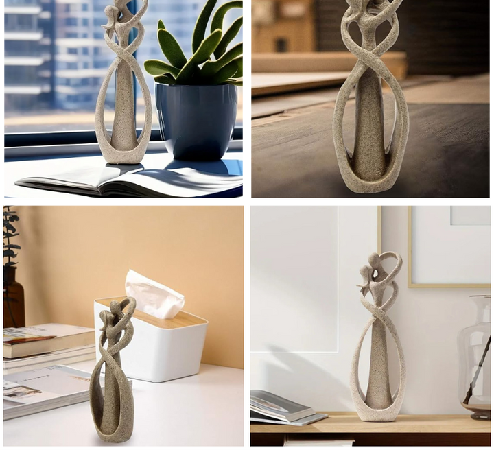 "Eeuwige Omhelzing abstract beeldje, tijdloze liefde, elegant design, geschikt als interieurdecoratie en symbolisch geschenk.