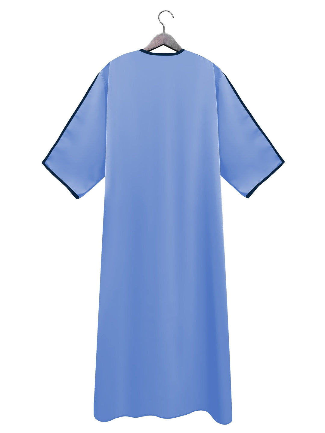 "Effen heren djellaba, licht en ademend, voor diverse gelegenheden, in bordeauxrood, groen en hemelsblauw."