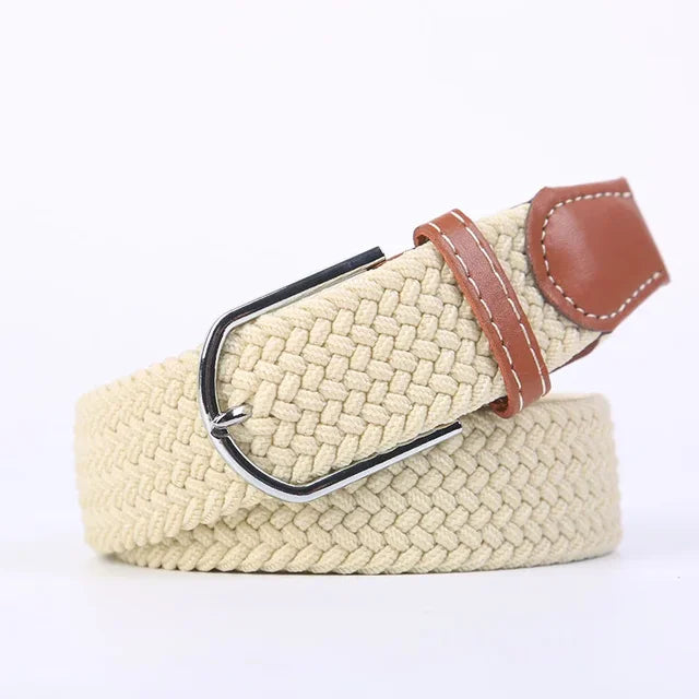 "Elastische lederen riem met stijlvolle gesp, uniseks, luxe uitstraling, perfect voor dagelijks gebruik en sportieve outfits.