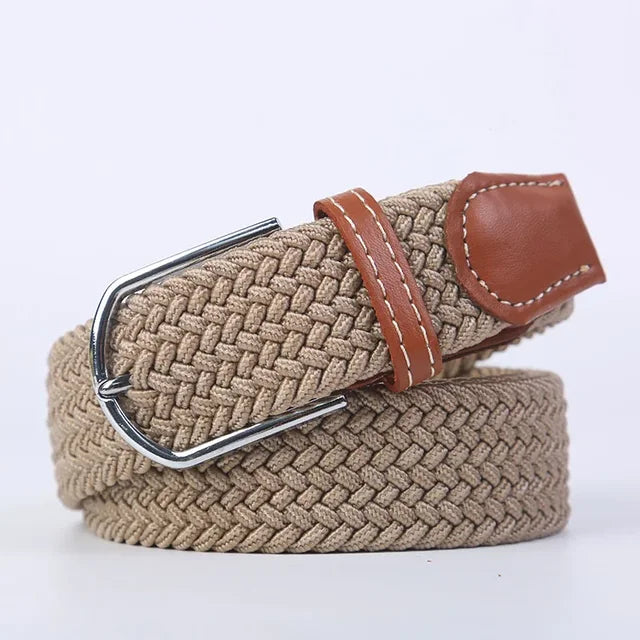 "Elastische lederen riem met stijlvolle gesp, uniseks, luxe uitstraling, perfect voor dagelijks gebruik en sportieve outfits.