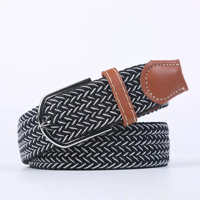 "Elastische lederen riem met stijlvolle gesp, uniseks, luxe uitstraling, perfect voor dagelijks gebruik en sportieve outfits.