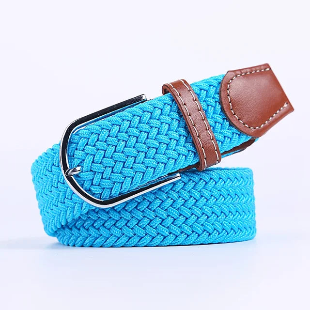 "Elastische lederen riem met stijlvolle gesp, uniseks, luxe uitstraling, perfect voor dagelijks gebruik en sportieve outfits.