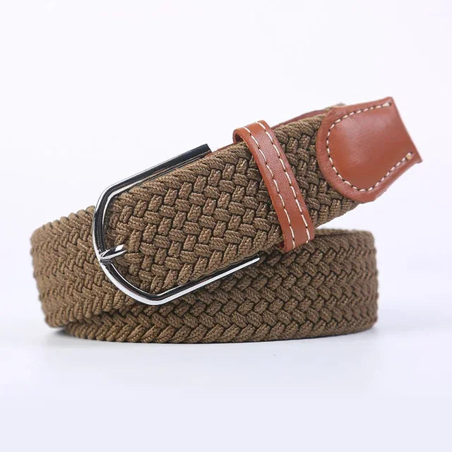 "Elastische lederen riem met stijlvolle gesp, uniseks, luxe uitstraling, perfect voor dagelijks gebruik en sportieve outfits.
