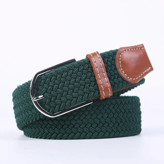 "Elastische lederen riem met stijlvolle gesp, uniseks, luxe uitstraling, perfect voor dagelijks gebruik en sportieve outfits.