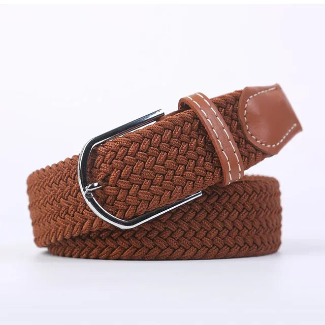"Elastische lederen riem met stijlvolle gesp, uniseks, luxe uitstraling, perfect voor dagelijks gebruik en sportieve outfits.