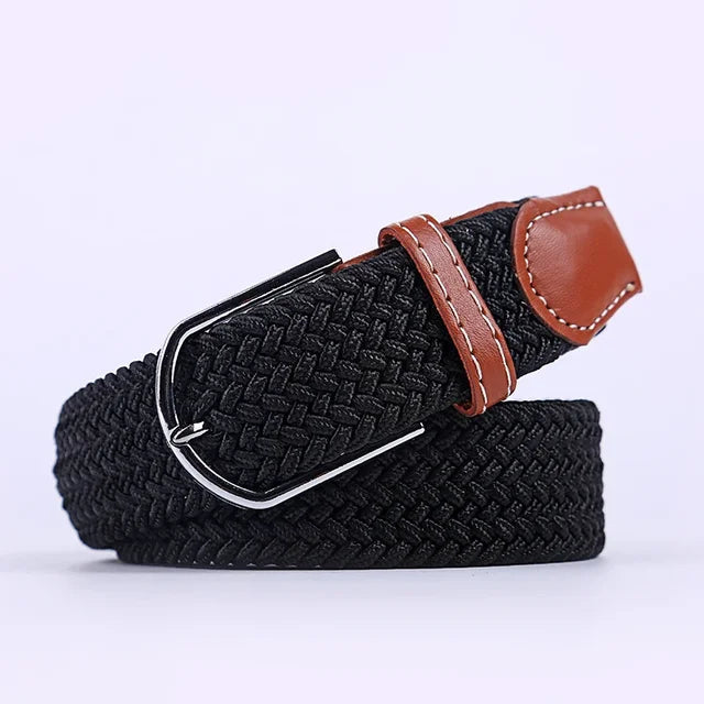 "Elastische lederen riem met stijlvolle gesp, uniseks, luxe uitstraling, perfect voor dagelijks gebruik en sportieve outfits.