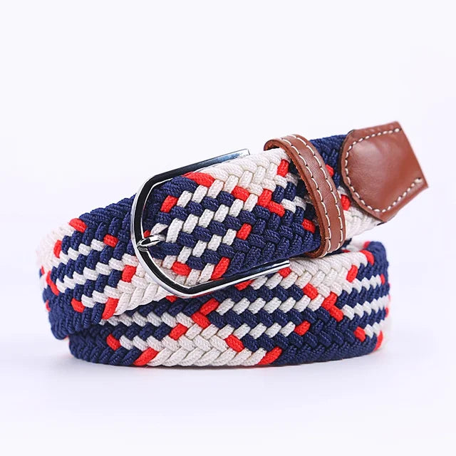 "Elastische lederen riem met stijlvolle gesp, uniseks, luxe uitstraling, perfect voor dagelijks gebruik en sportieve outfits.