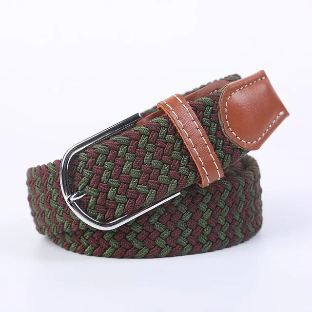 "Elastische lederen riem met stijlvolle gesp, uniseks, luxe uitstraling, perfect voor dagelijks gebruik en sportieve outfits.