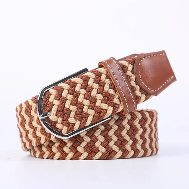 "Elastische lederen riem met stijlvolle gesp, uniseks, luxe uitstraling, perfect voor dagelijks gebruik en sportieve outfits.